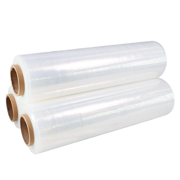 Película de embalagem de PE Película extensível para paletes, película extensível transparente de 23 mícrons